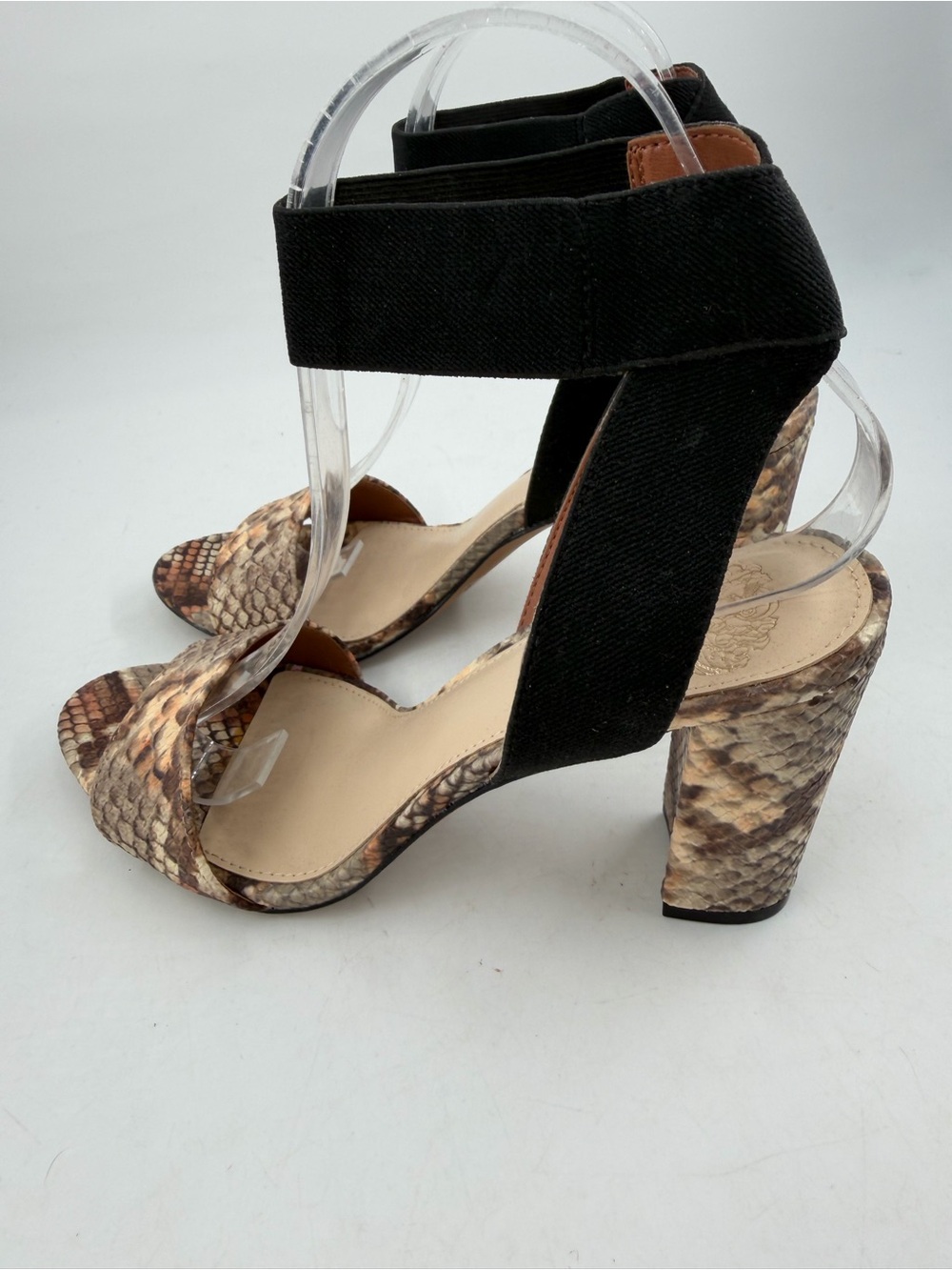 NEW! Vince Camuto Citriana Brown -SZ 7.5- Snakeskin Embossed Leather Heeled Pump - Picture 12 of 13